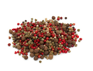 Peppercorn mix isolated on white background