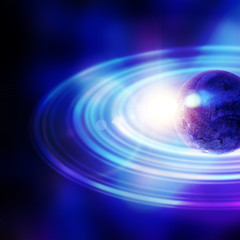 planet with concentric rings in open space
