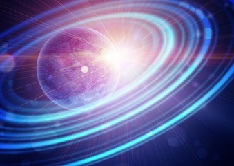 planet with concentric rings in open space