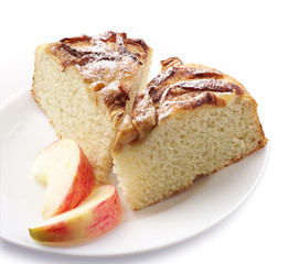 Slices pie with apples closeup