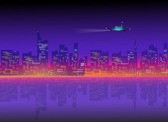 Plakat Night city skyline