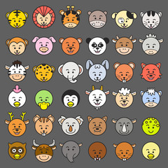 icon Vector illustration of animal faces.