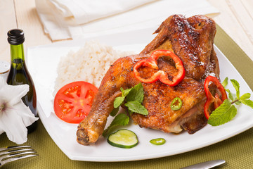 Chicken baked in the oven
