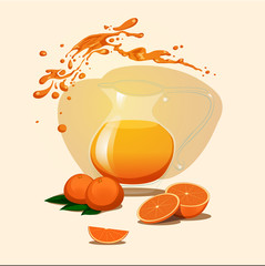 decanter of orange juice background. Splash.