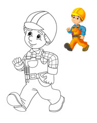 The coloring plate - construction worker