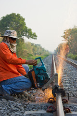 Workers were cutting tracks for maintenance.
