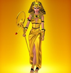 Gold Pharaoh Queen on abstract background
