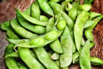 Green fresh soybeans