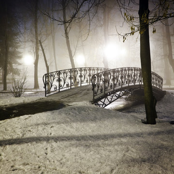 Fototapeta Park bridge in winter