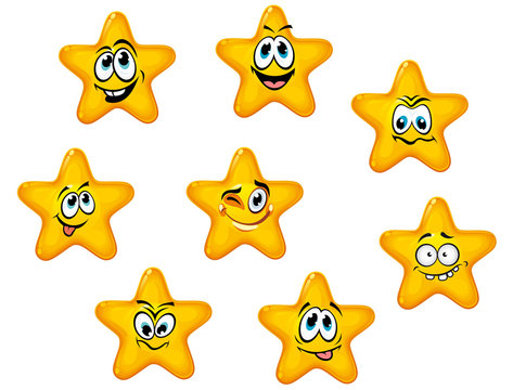 Yellow stars with emotional faces
