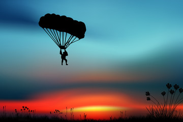 Sportsman-parashutist on a Sky