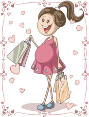 Pregnant Woman with Shopping Bags