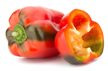 Bell peppers isolated on white background closeup