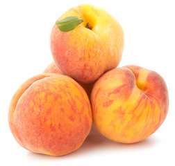 Ripe peach fruit isolated on white background
