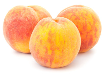 Ripe peach fruit isolated on white background