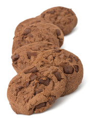 Chocolate pastry cookies isolated on white background