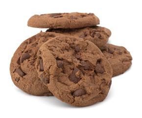 Chocolate pastry cookies isolated on white background