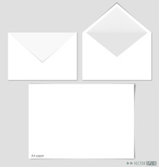 White paper and envelopes. Vector illustration.
