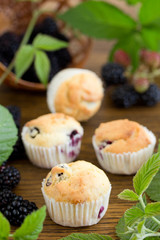 Muffins with blackberries.