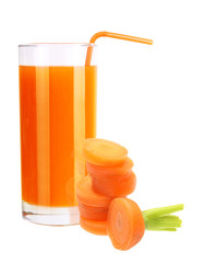 Carrot and juice isolated on white background.