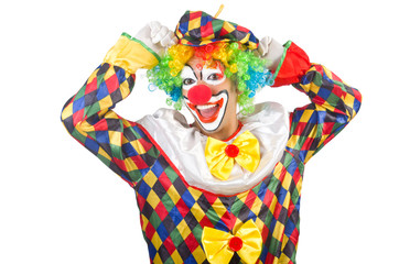 Funny clown isolated on white
