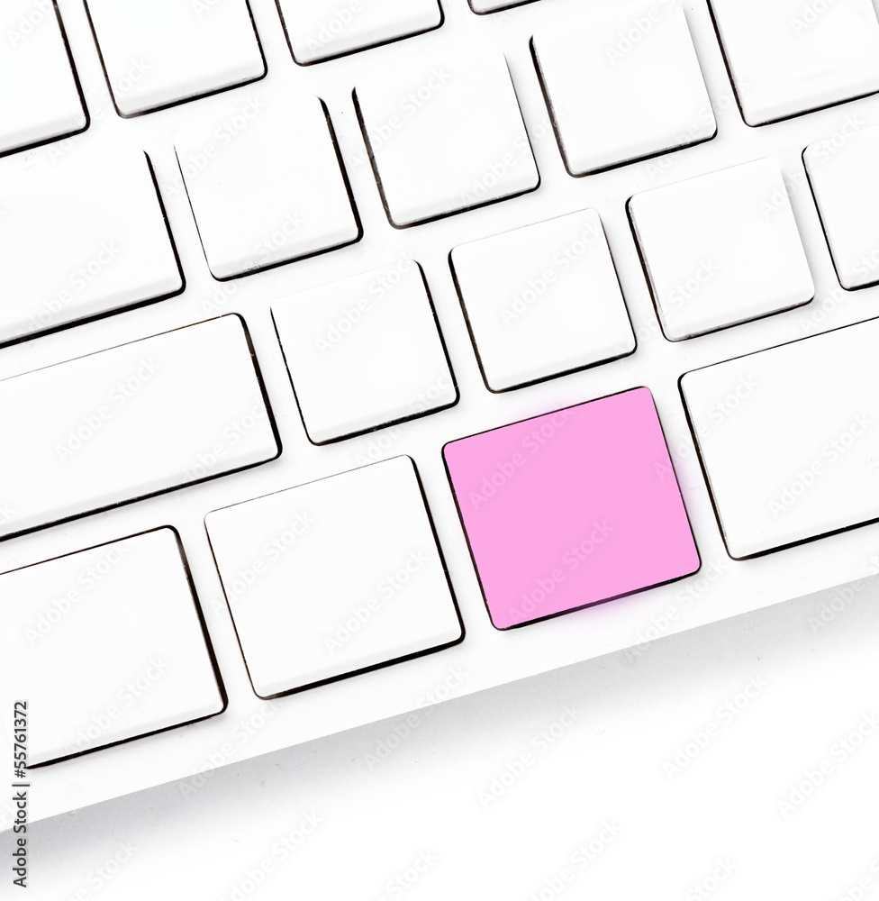 Poster computer keyboard with colored blank keys for your own idea. whi