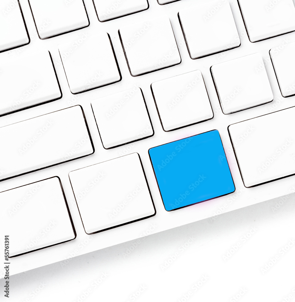 Poster computer keyboard with colored blank keys for your own idea. whi