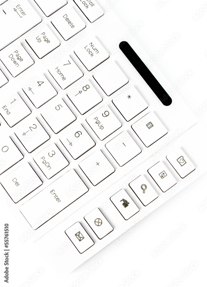 Poster closeup of a computer keyboard. white keyboard isolated on whit