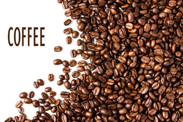 Coffee beans  background or texture closeup. Coffee concept (wit
