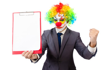 Businessman clown isolated on white