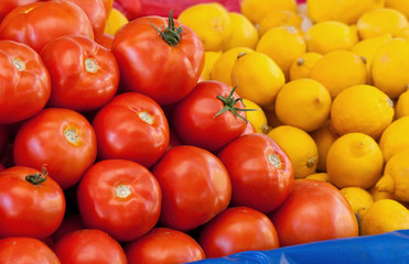Fresh Organic Tomato and Lemons