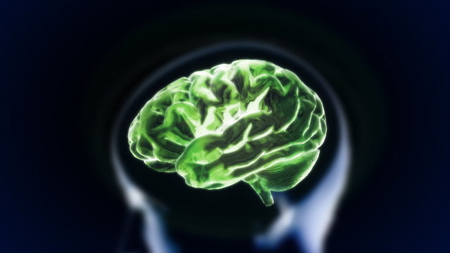 green brain in head section glow