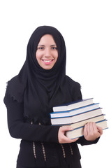 Young muslim female student with books