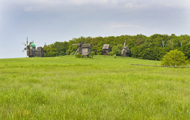 Obraz premium Wooden windmills