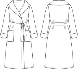 Vector fashion illustration of bathrobe - obrazy, fototapety, plakaty