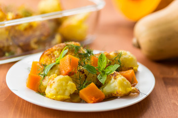 fried cauliflower with a pumpkin