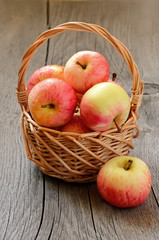 Apples in the wicker basket
