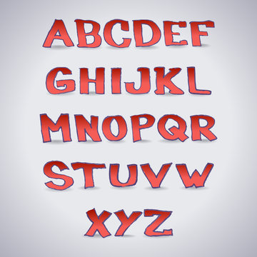 Hand drawn alphabet letters - illustration