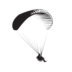 Paragliding theme, parachute controlled by a person - obrazy, fototapety, plakaty