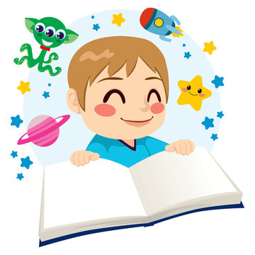 Boy Reading Science Fiction Book