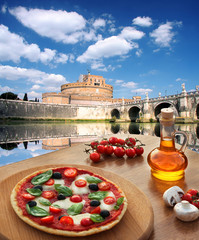 Naklejka premium Rome with Italian pizza, Italy