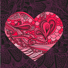 vector pattern with hearts, flowers and stars