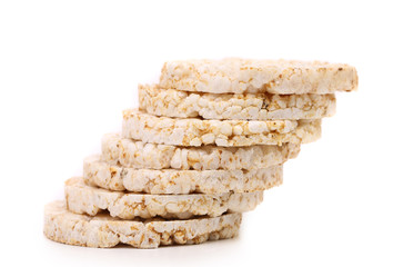 Stack of corn crackers. Close up.