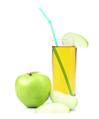 Green apple with juice