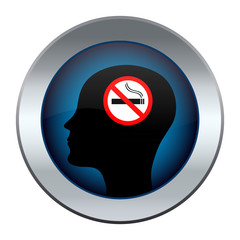 button with the image of a head with a no smoking sign