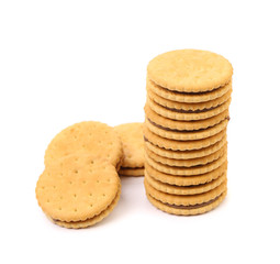 Closeup stack of filled cookies