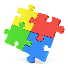 Four color puzzle pieces
