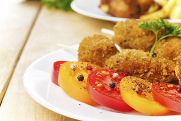 Tasty fried chicken kebob