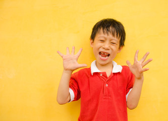 Cheering young boy