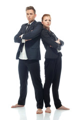 Handsome young business partners isolated on white